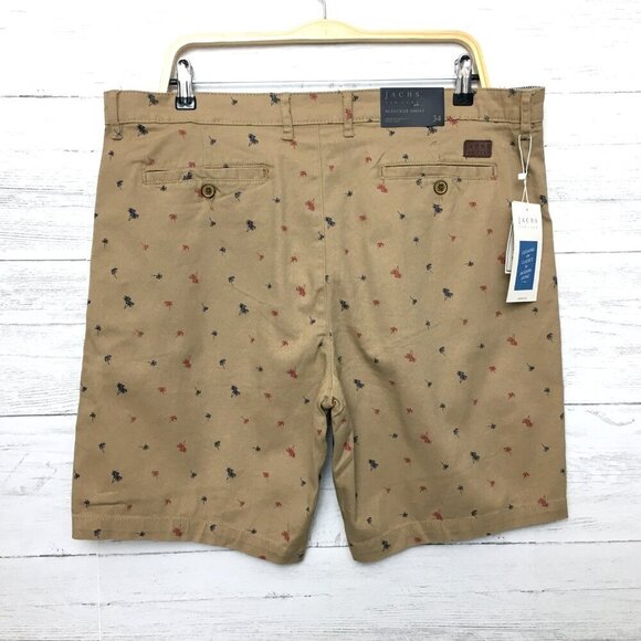 NEW Jachs New York Men's Bleecker Shorts Tan Palm Trees Print size 34 - Picture 2 of 8